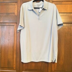 Kenneth Cole slim fit  Performance Tech Zip Polo very light blue  Sz XL NWT
